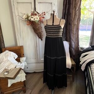 Zara black and gold maxi sundress, size x-small